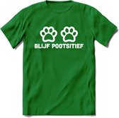 Blijf Poetsitief - Katten T-Shirt Kleding Cadeau | Dames - Heren - Unisex | Kat / Dieren shirt | Grappig Verjaardag kado | Tshirt Met Print | - Donker Groen - S