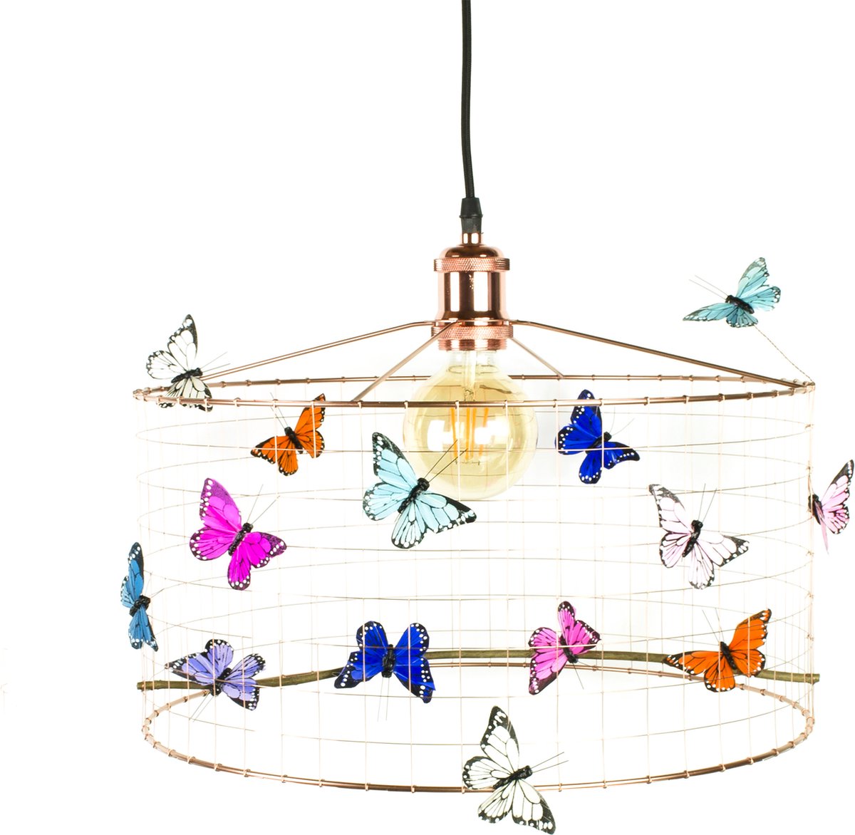 Hanglamp Kinderkamer met Vlinders-KOPER-Kinder hanglampen-Hanglamp kinderkamer koperkleurig-lamp met vlinders-vlinderlamp-Hanglamp Vlinders Koper-Ø40cm/LARGE
