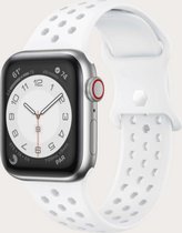 Siliconen Apple Watch Sportbandje met kristalvormige gaatjes - Wit - 42/44/45 mm - Series 1 2 3 4 5 6 SE 7 - Geschikt voor Apple Watch