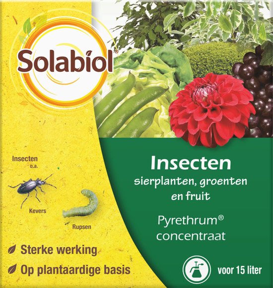 Solabiol Pyrethrum Concentraat - 30 ml - Insecten Bestrijdingsmiddel op Plantaardige basis - Insectenspray voor Tuin - 15 L