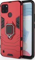 Realme C21Y Hoesje - Mobigear - Armor Ring Serie - Hard Kunststof Backcover - Rood - Hoesje Geschikt Voor Realme C21Y