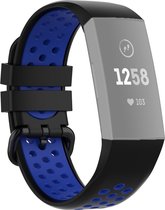 Mobigear Active Siliconen Bandje voor Fitbit Charge 4 - Zwart / Blauw