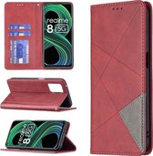 Mobigear Telefoonhoesje geschikt voor Realme Narzo 30 5G‎ Hoesje | Mobigear Rhombus Slim Bookcase | Pasjeshouder voor 2 Pasjes | Telefoonhoesje voor Pinpas / OV Kaart / Rijbewijs - Rood