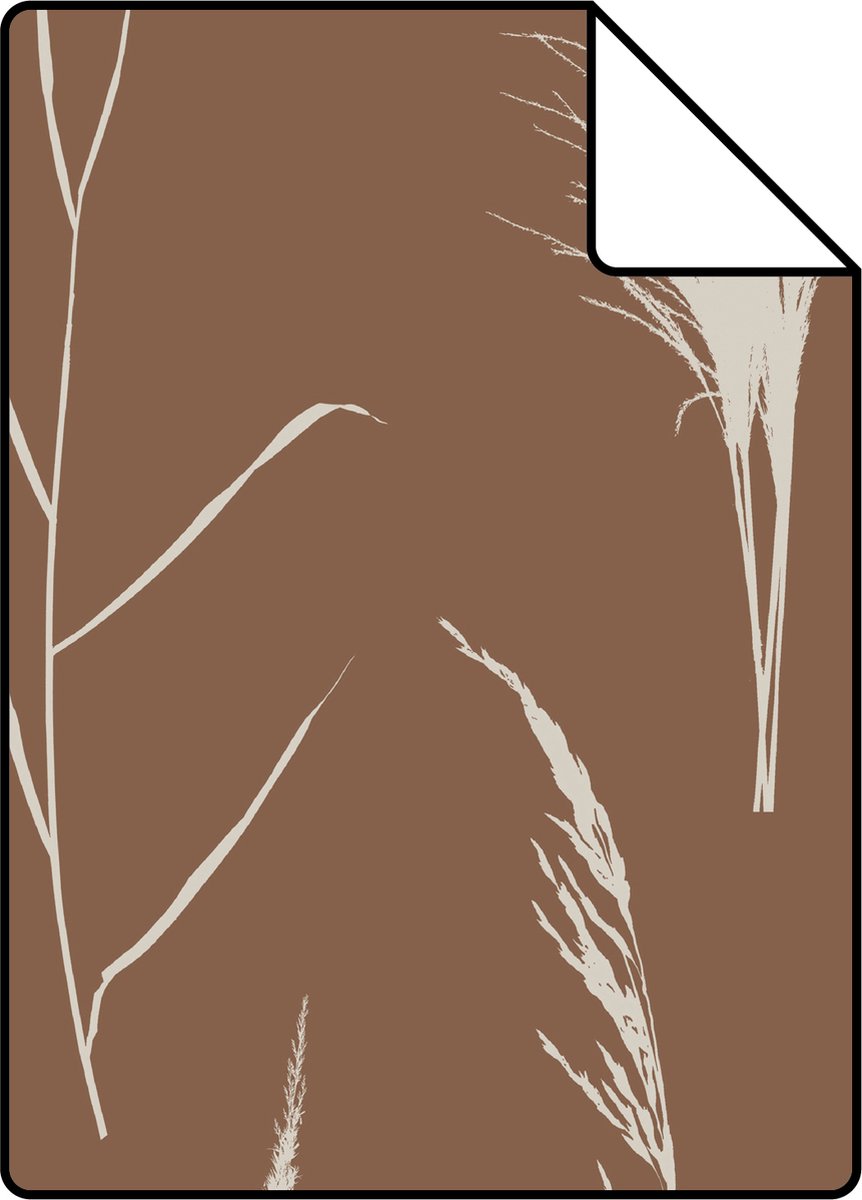 Proefstaal ESTAhome behang pampasgras pluimen roest bruin - 139388 - 26,5 x 21 cm