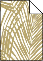 Proefstaal ESTAhome behang palmbladeren goud en wit - 139301 - 26,5 x 21 cm