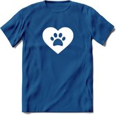 Cat Love Paw - Katten T-Shirt Kleding Cadeau | Dames - Heren - Unisex | Kat / Dieren shirt | Grappig Verjaardag kado | Tshirt Met Print | - Donker Blauw - 3XL