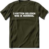 3 Katten Geleden - Katten T-Shirt Kleding Cadeau | Dames - Heren - Unisex | Kat / Dieren shirt | Grappig Verjaardag kado | Tshirt Met Print | - Leger Groen - S