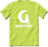 Nachtkat- Katten T-Shirt Kleding Cadeau | Dames - Heren - Unisex | Kat / Dieren shirt | Grappig Verjaardag kado | Tshirt Met Print | - Groen - XL