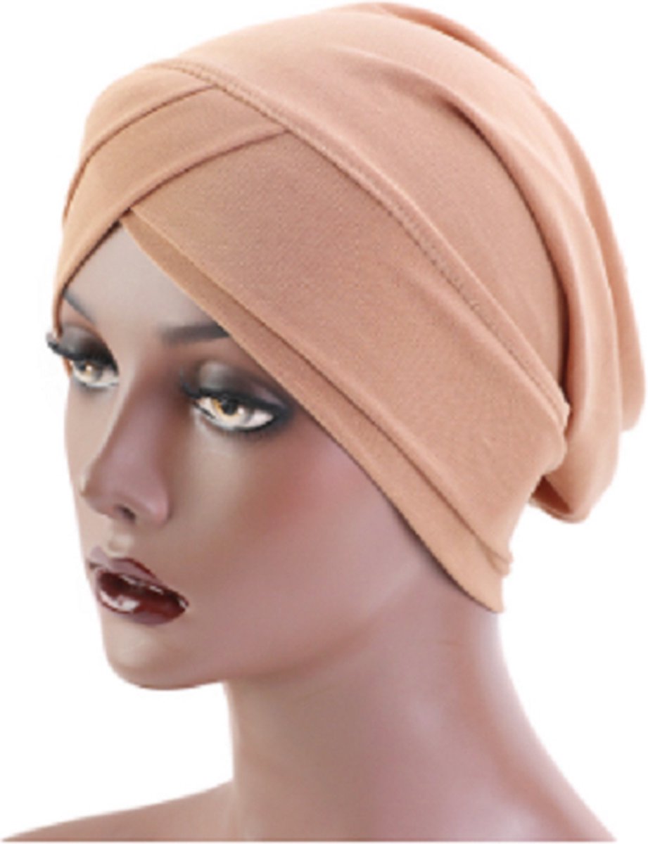 Slaapmuts - Beanie slaapmuts - Beanie muts – Tulband – Slouchy Beanie hoed – Chemo – Hijab – hoofddeksel - Muts - Slaapmuts voor vrouwen - Winter muts – Beige