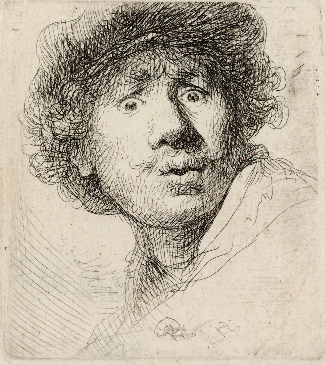 Textielframe - REMBRANDT VAN RIJN - zelfportret met baret - 1630 - 80 x 90cm