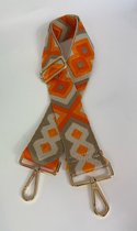 Schoudertas band - Hengsel - Bag strap - Fabric straps - Boho - Chique - Chic - Oranje met groen thema