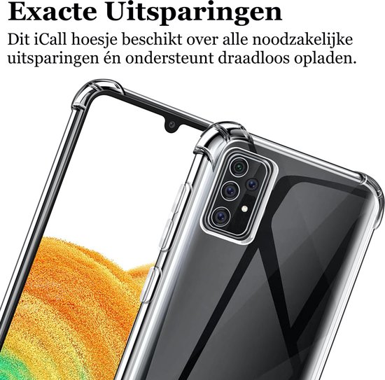 Coque Samsung Galaxy A33 - Coque Arrière en Siliconen Antichoc Transparente - Protecteur d'écran en Tempered Glass Trempé