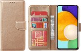 Arara Hoesje geschikt voor Samsung Galaxy A53 hoesje bookcase met pasjeshouder - Samsung A53 booktype hoesje - Goud