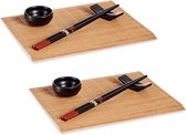 Vaisselle/service à sushi en Bamboe/céramique pour 8 personnes 32 pièces - Service de table à sushi noir
