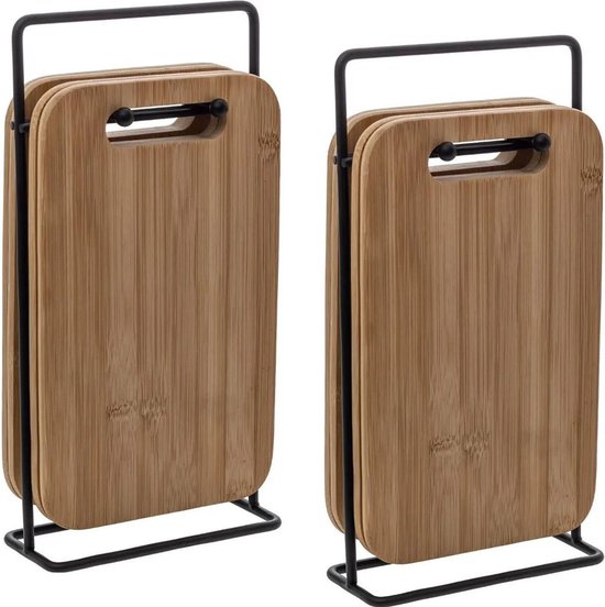 8x stuks broodplankjes met houder 15 x 6 5 x 26 cm van bamboe hout met