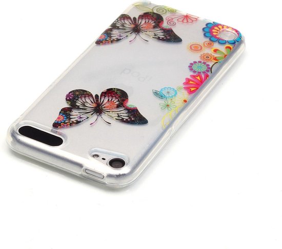 Peachy Kleurrijk hoesje vlinders bloemen iPod Touch 5 6 7 doorzichtig case - Peachy