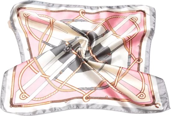 Sjaal-Grijs Roze 48 x 48 cm - Polyester- Charme Bijoux
