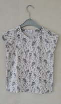 T-shirt - jongens - bones print - kapmouwtjes- tricot - grijs - maat 116