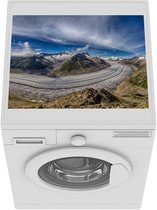 Wasmachine beschermer mat - Panorama van de Aletschgletsjer in Zwitserland met blauwe lucht - Breedte 55 cm x hoogte 45 cm