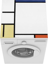 Wasmachine beschermer mat - Compositie met blauw, geel, zwart en rood - Piet Mondriaan - Breedte 60 cm x hoogte 60 cm