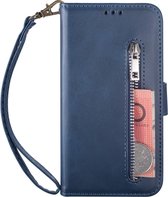 Portemonnee blauw wallet book-case rits hoesje Samsung Galaxy A53