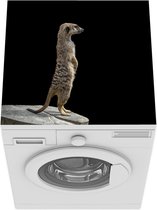 Wasmachine beschermer mat - Stokstaartje - Wilde dieren - Zwart - Breedte 60 cm x hoogte 60 cm