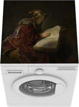 Wasmachine beschermer mat - Oude lezende vrouw, waarschijnlijk de profetes Hanna - Rembrandt van Rijn - Breedte 60 cm x hoogte 60 cm