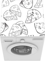 Wasmachine beschermer mat - Patronen - Kaas - Zwart - Wit - Breedte 60 cm x hoogte 60 cm