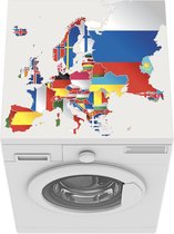 Wasmachine beschermer mat - Kaart - Europa - Vlaggen - Breedte 60 cm x hoogte 60 cm