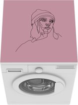 Wasmachine beschermer - Wasmachine mat - Vrouw - Muts - Line art - 60x60 cm - Droger beschermer