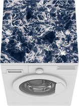 Wasmachine beschermer mat - Zilver - Marmer - Patronen - Blauw - Breedte 60 cm x hoogte 60 cm