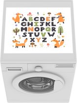 Wasmachine beschermer mat - Illustratie alfabet met blije vossen - Breedte 55 cm x hoogte 45 cm