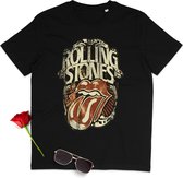 Heren en Dames T Shirt - Unisex - Rolling Stones Tong - Zwart - Maat XL