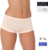 Brubeck Comfort | Dames Onderbroek Boxershort Naadloos met Merino Wol - 2 Pack - Beige - M