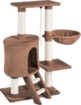 Kattenpaal - 96Cm Huisdieren Klimmen - Kat Boom Toren - Kat Slaap Hangmat  - Krabpaal Spelen Touw Huisdier Meubels - Kat pluche Hangmat - Bruin