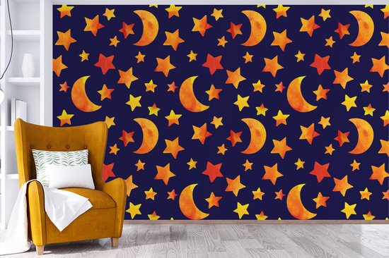 Behang - Fotobehang Sterren - Nacht - Patronen - Kind - Breedte 345 cm x hoogte 220 cm