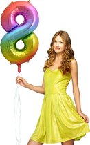 Regenboog Cijfer Ballon 8 helium gevuld.