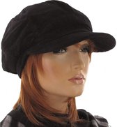 Katoenen ribcord baretje met klepje bakerboy pet kleur zwart maat one size