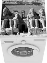 Wasmachine beschermer mat - Tempel van Aboe Simbel in zonlicht - zwart wit - Breedte 60 cm x hoogte 60 cm
