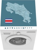 Wasmachine beschermer mat - Illustratie van een kaart van Costa Rica met pictogrammen - Breedte 60 cm x hoogte 60 cm