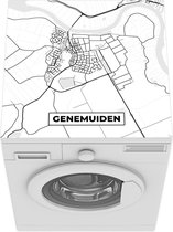 Wasmachine beschermer mat - Kaart - Genemuiden - Zwart - Wit - Breedte 60 cm x hoogte 60 cm