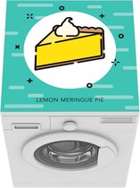 Wasmachine beschermer mat - Een cartoonillustratie van een plak citroentaart - Breedte 60 cm x hoogte 60 cm