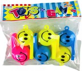 12 fluitjes smiley 5 cm (2 zakjes met 6 fluitjes)