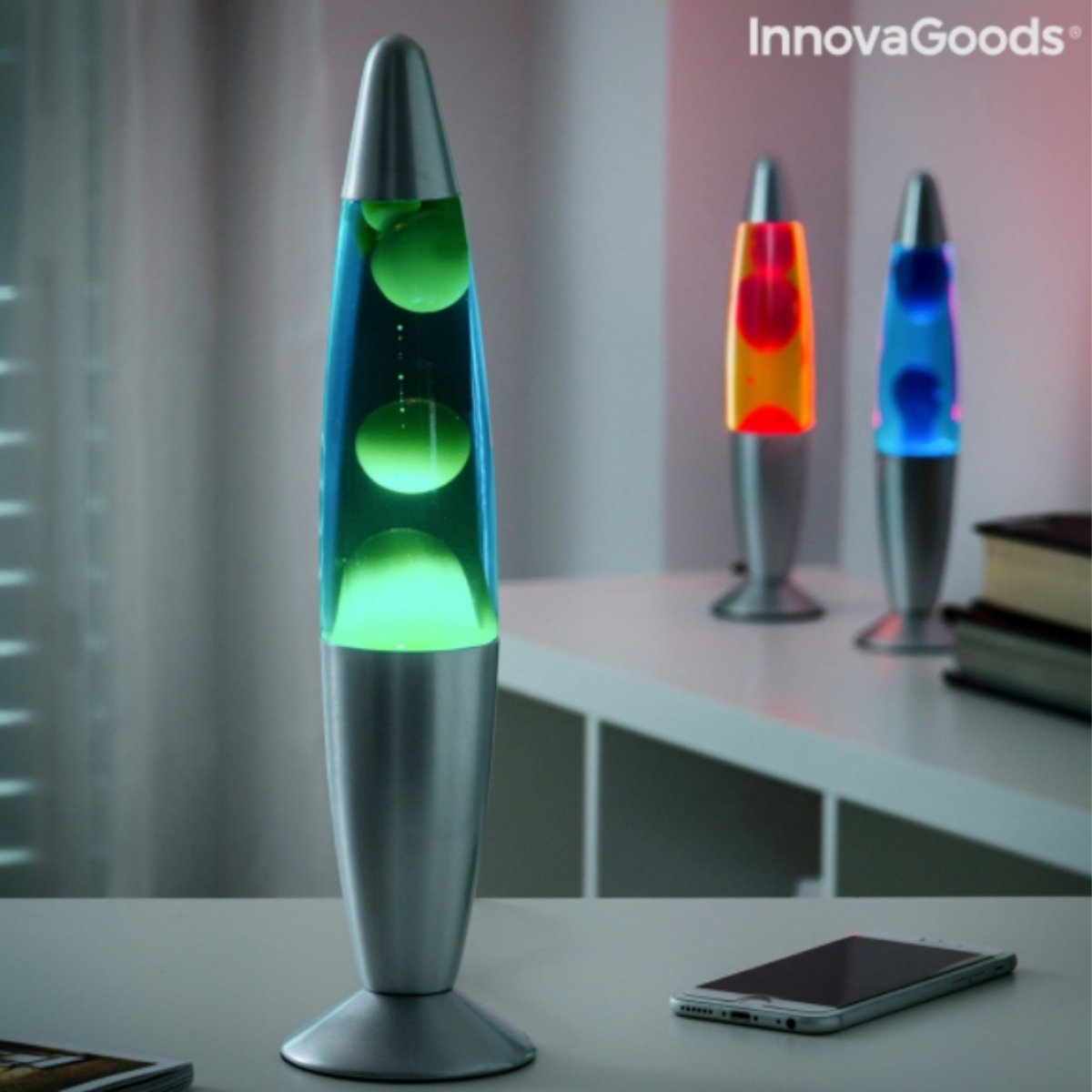 InnovaGoods Lavalamp Magma Groen - Tafellamp - Lava Lamp - 34 x 8,5 cm