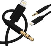 Aux kabel iPhone voor auto - Lightning naar jack kabel – Aux Kabel – Geschikt voor iPhone – 3.5 mm – 1.5 Meter – Zwart