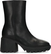 Sacha - Dames - Zwarte leren boots met chunky hak - Maat 38