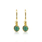 ZINZI zilveren oorsieraden in 14K geelverguld groene kleursteen 16mm ZIO1935GG