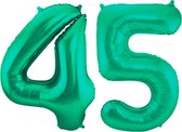 Folieballon 45 jaar metallic groen 86cm