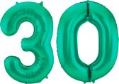 Folieballon 30 jaar metallic groen 86cm