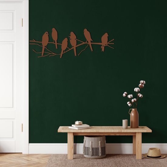 Wanddecoratie | Vogels / Birds decor | Metal - Wall Art | Muurdecoratie | Woonkamer |Bronze| 118x42cm